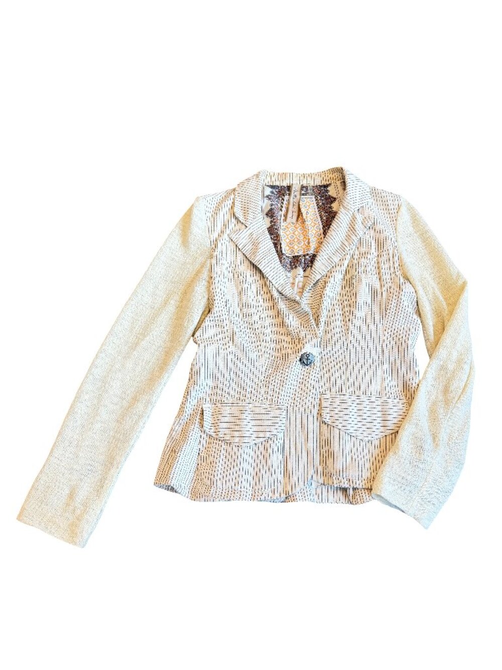 Aratta Silent Journey Silent Journey Ivory Pinstripe Blazer Sport Medium Women's